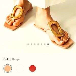 Jeffrey Campbell Beige Leather Sandals with Gold Accent